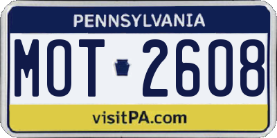 PA license plate MOT2608