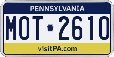 PA license plate MOT2610