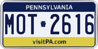 PA license plate MOT2616