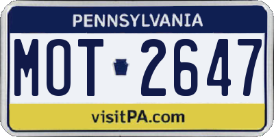 PA license plate MOT2647