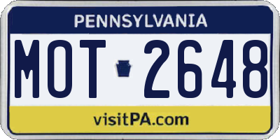 PA license plate MOT2648