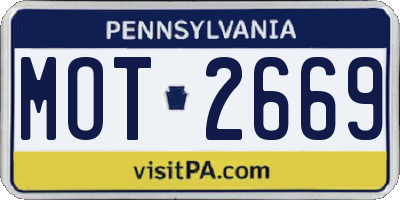 PA license plate MOT2669