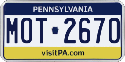PA license plate MOT2670