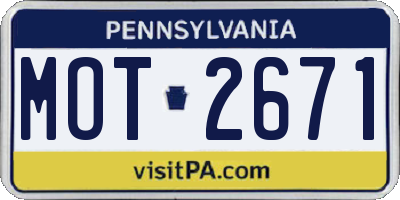 PA license plate MOT2671