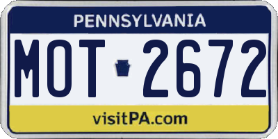 PA license plate MOT2672
