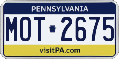 PA license plate MOT2675