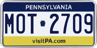 PA license plate MOT2709