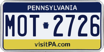 PA license plate MOT2726