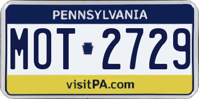 PA license plate MOT2729