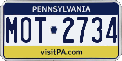 PA license plate MOT2734