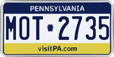 PA license plate MOT2735