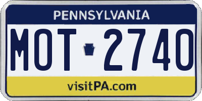 PA license plate MOT2740