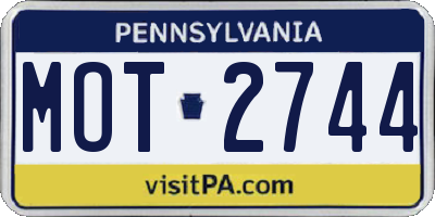 PA license plate MOT2744