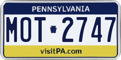 PA license plate MOT2747
