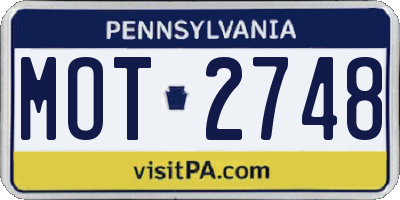 PA license plate MOT2748