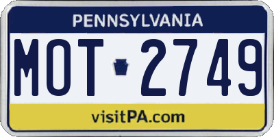 PA license plate MOT2749