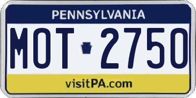 PA license plate MOT2750