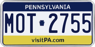 PA license plate MOT2755