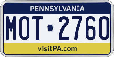 PA license plate MOT2760