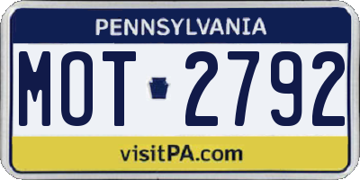 PA license plate MOT2792
