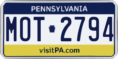 PA license plate MOT2794