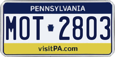 PA license plate MOT2803