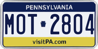 PA license plate MOT2804