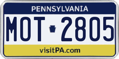 PA license plate MOT2805
