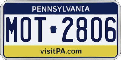 PA license plate MOT2806