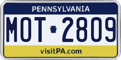PA license plate MOT2809