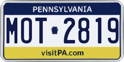 PA license plate MOT2819