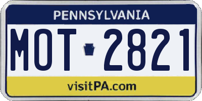 PA license plate MOT2821