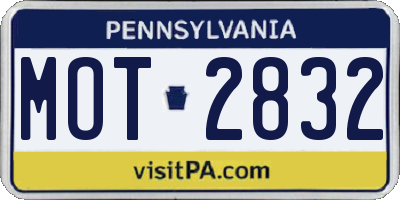 PA license plate MOT2832