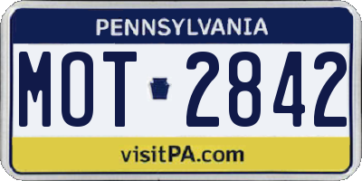 PA license plate MOT2842