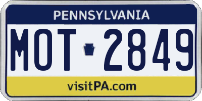 PA license plate MOT2849