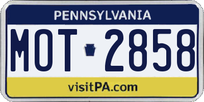 PA license plate MOT2858