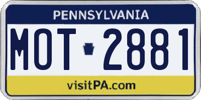 PA license plate MOT2881