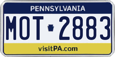 PA license plate MOT2883