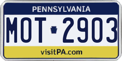 PA license plate MOT2903
