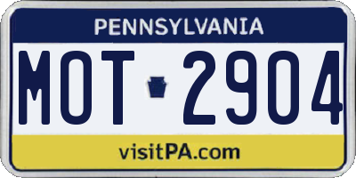 PA license plate MOT2904