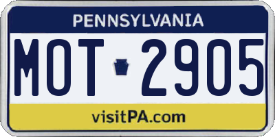 PA license plate MOT2905