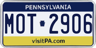 PA license plate MOT2906