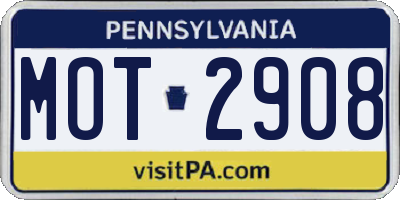 PA license plate MOT2908