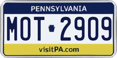 PA license plate MOT2909