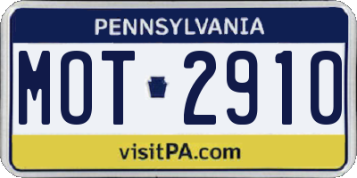 PA license plate MOT2910