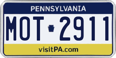 PA license plate MOT2911