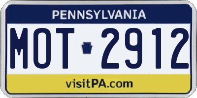 PA license plate MOT2912