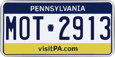 PA license plate MOT2913