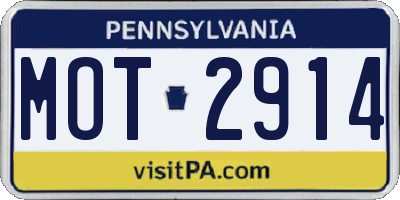 PA license plate MOT2914