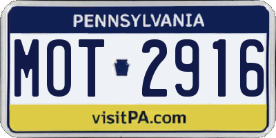 PA license plate MOT2916